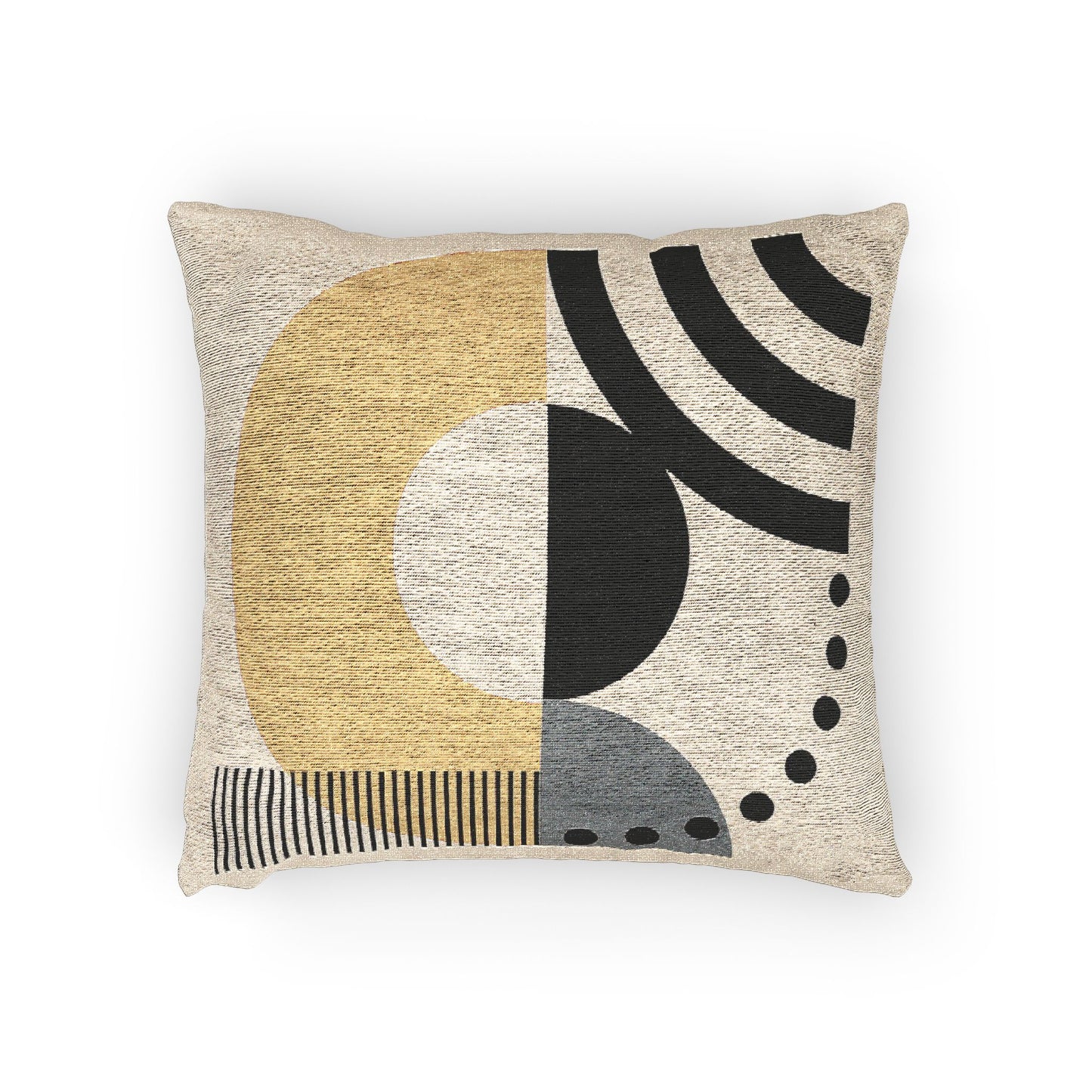 Mid-Century Arc – Geometric Woven Throw Pillow