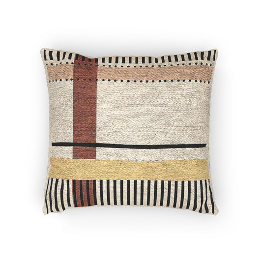 Signal Bars Throw Pillow – Yellow, Orange & Red Geometry on Black