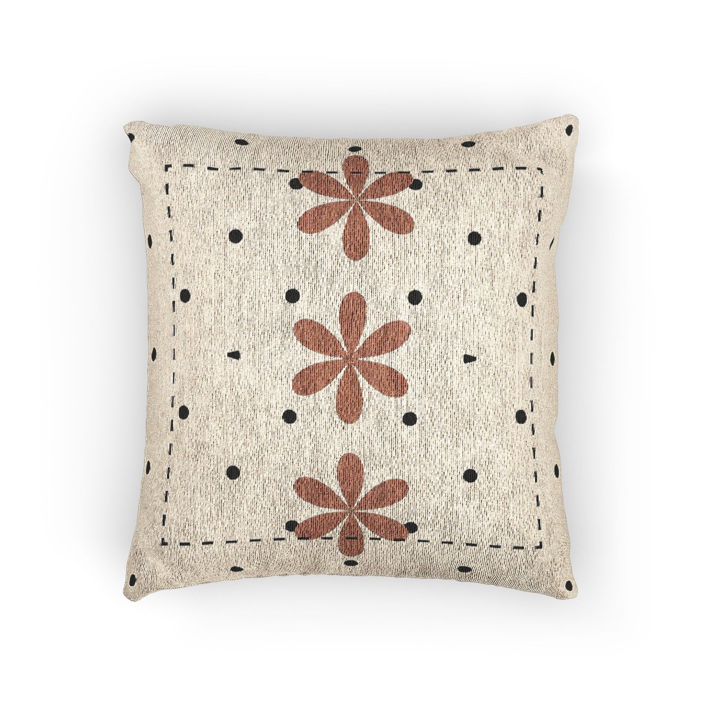 Floral Grid – Geometric Woven Throw Pillow