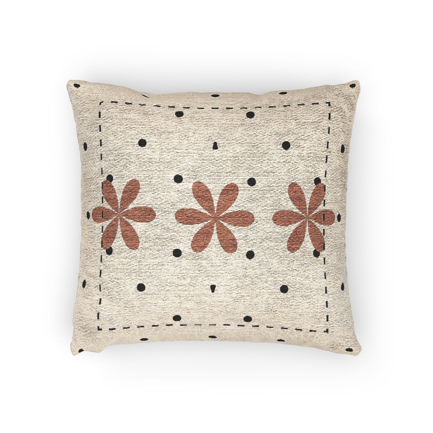 Floral Grid – Geometric Woven Throw Pillow