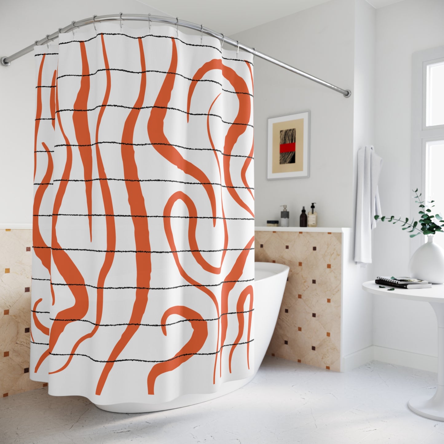 Bold Tiger Stripe Shower Curtain – Abstract Orange & Black Safari Print