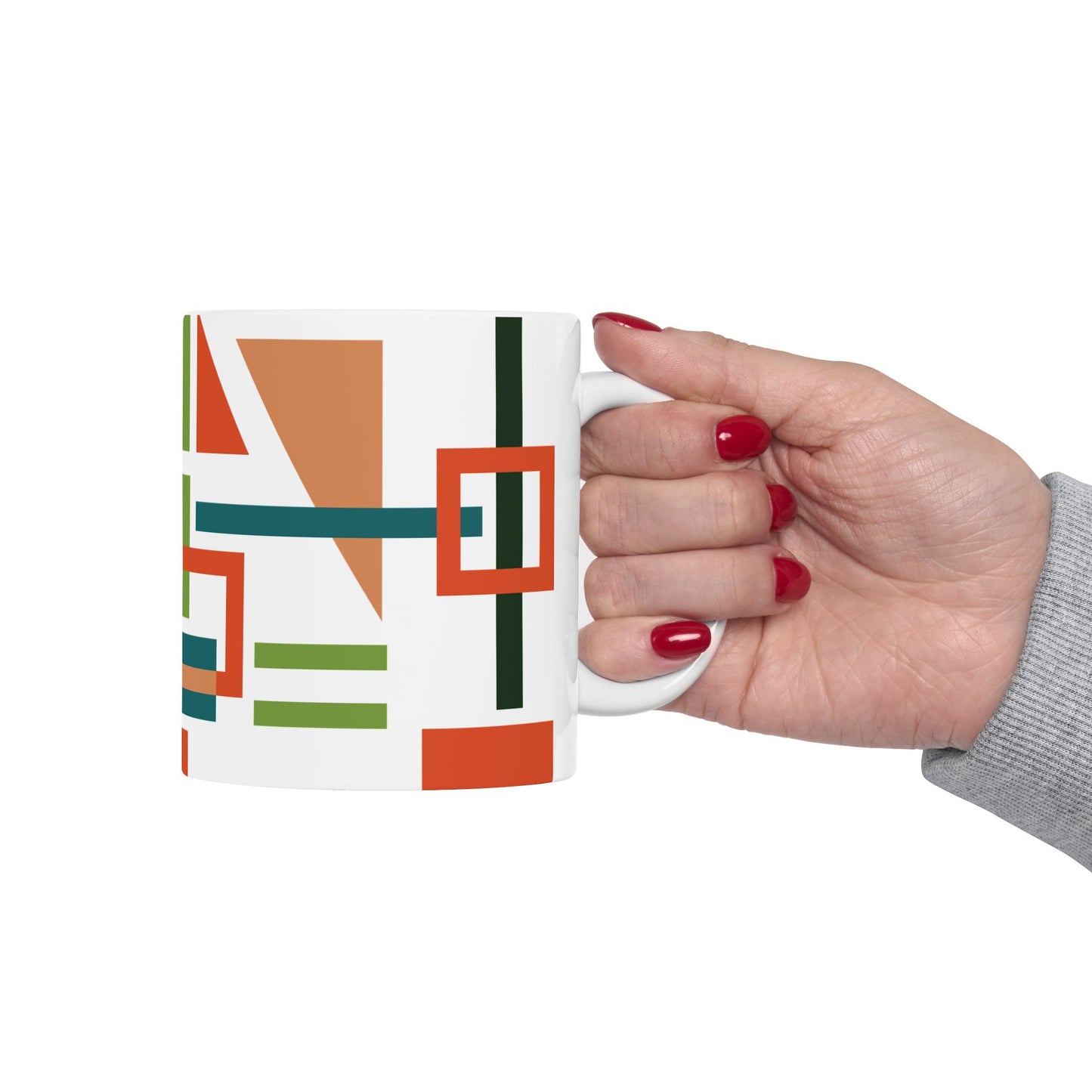 Vibrant Mid-Century Modern Geometric Mug | Abstract Retro Art Coffee Cup