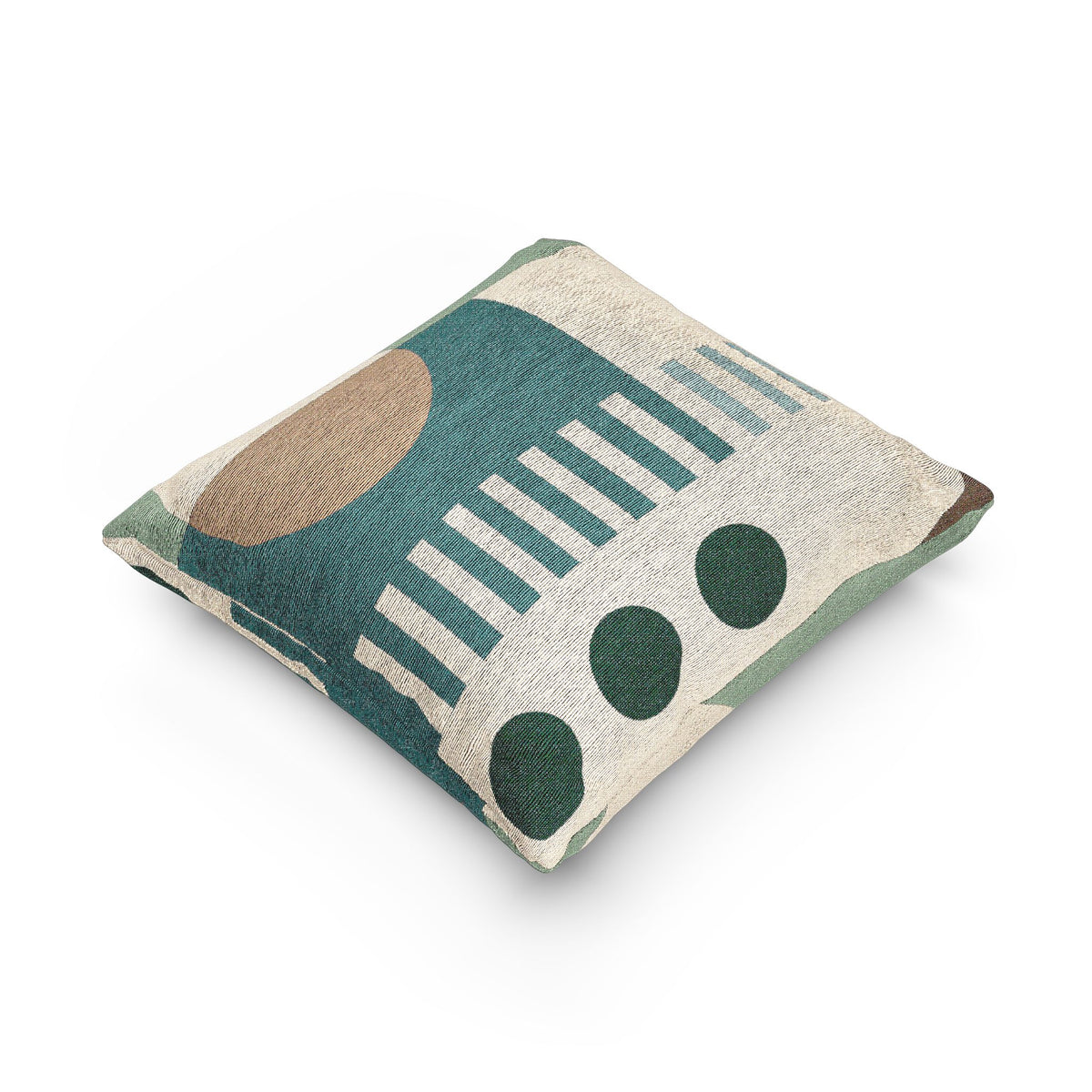 Geometric Balance Cushion – Teal, Beige & Earth Tones