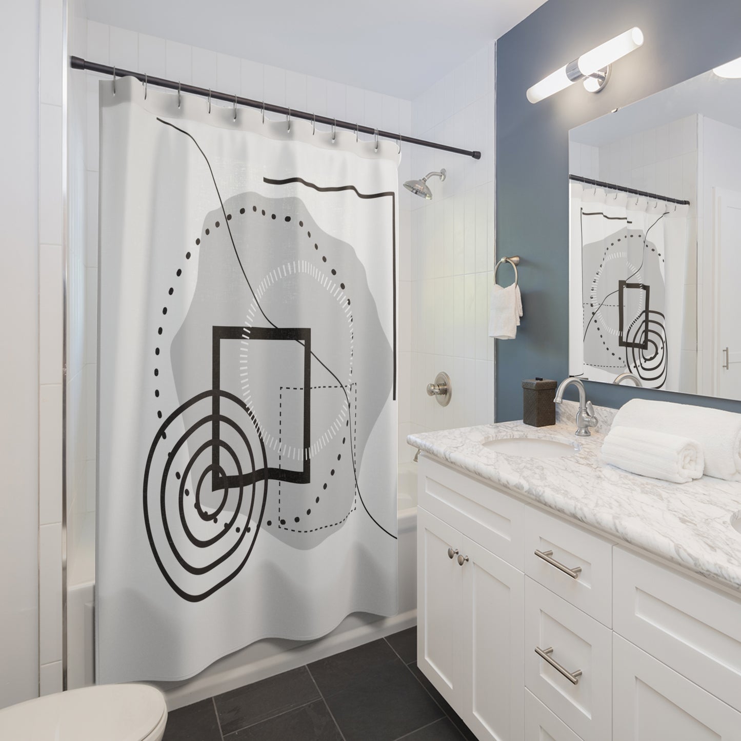 Elegant Geometric Shower Curtain – Modern Bath Decor