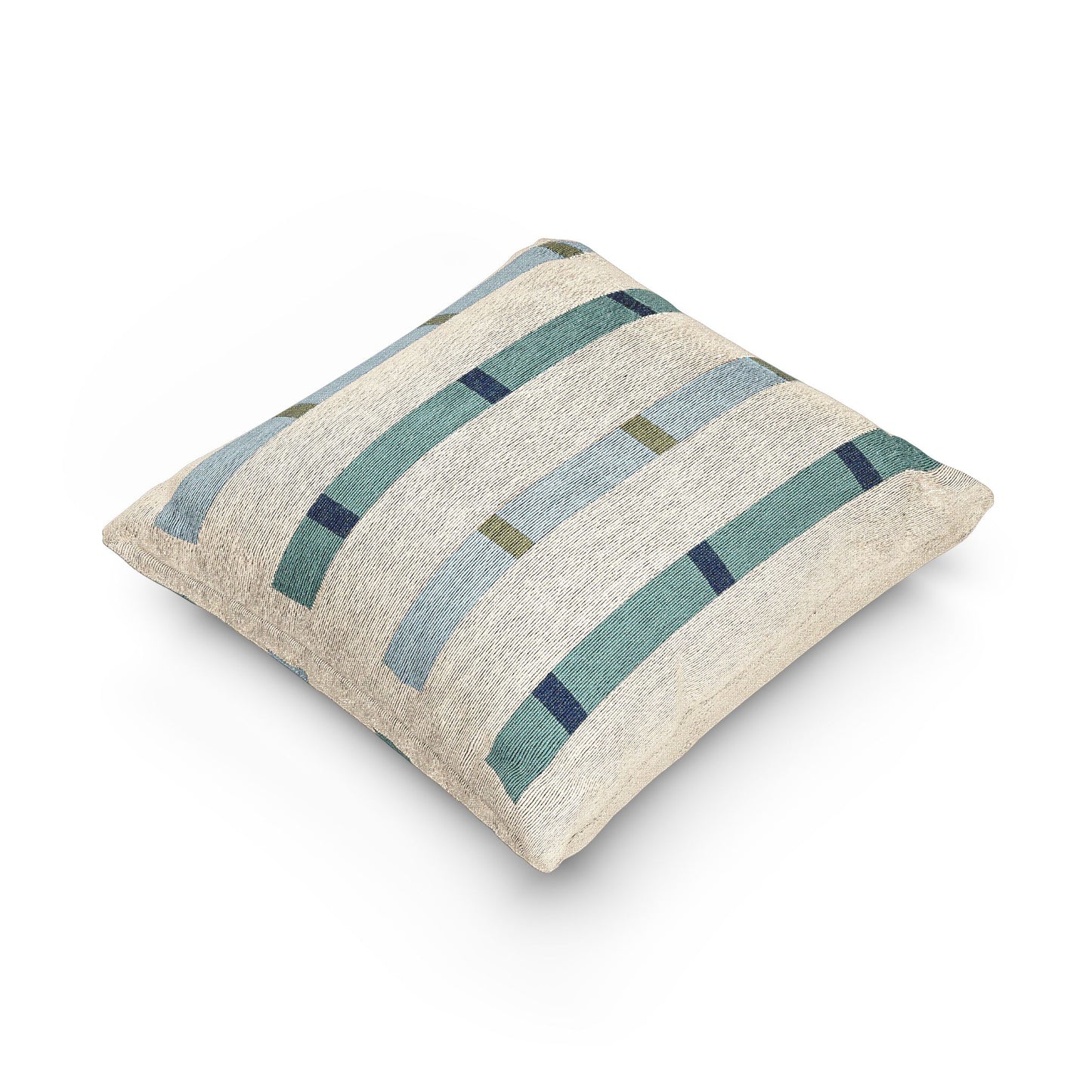 Column Study Throw Pillow – Teal, Blue & Olive Geometry