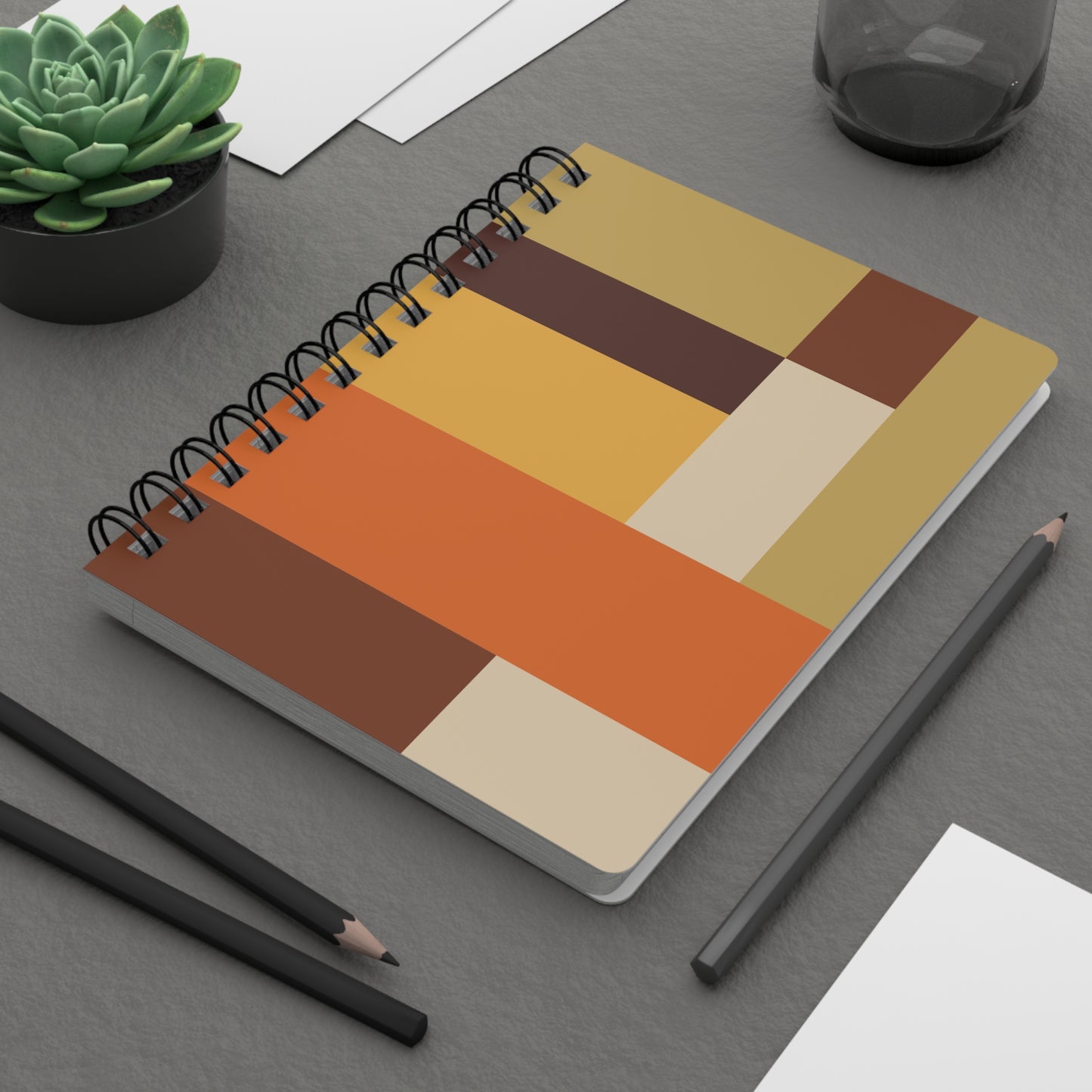 Retro 70s Color Block Spiral Notebook | Warm Earth Tones Geometric Journal