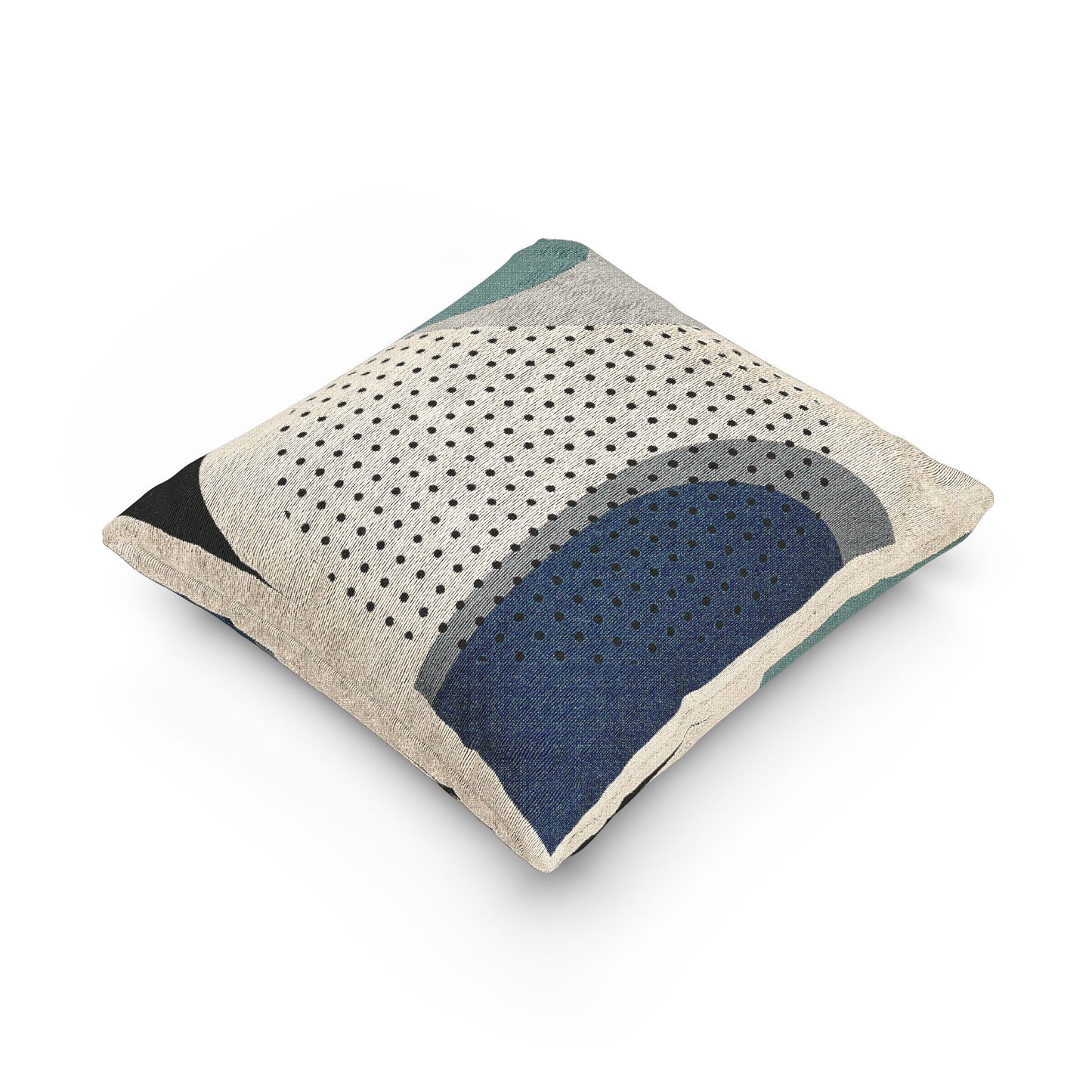 “Echo Void” – Abstract Throw Pillow in Gray, Blue & Black