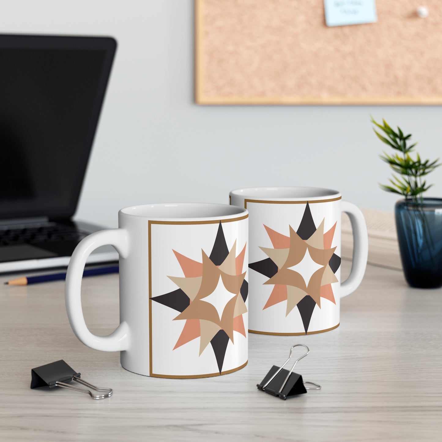 “Nested Harmony” – Ceramic Mug with Layered Star Motif