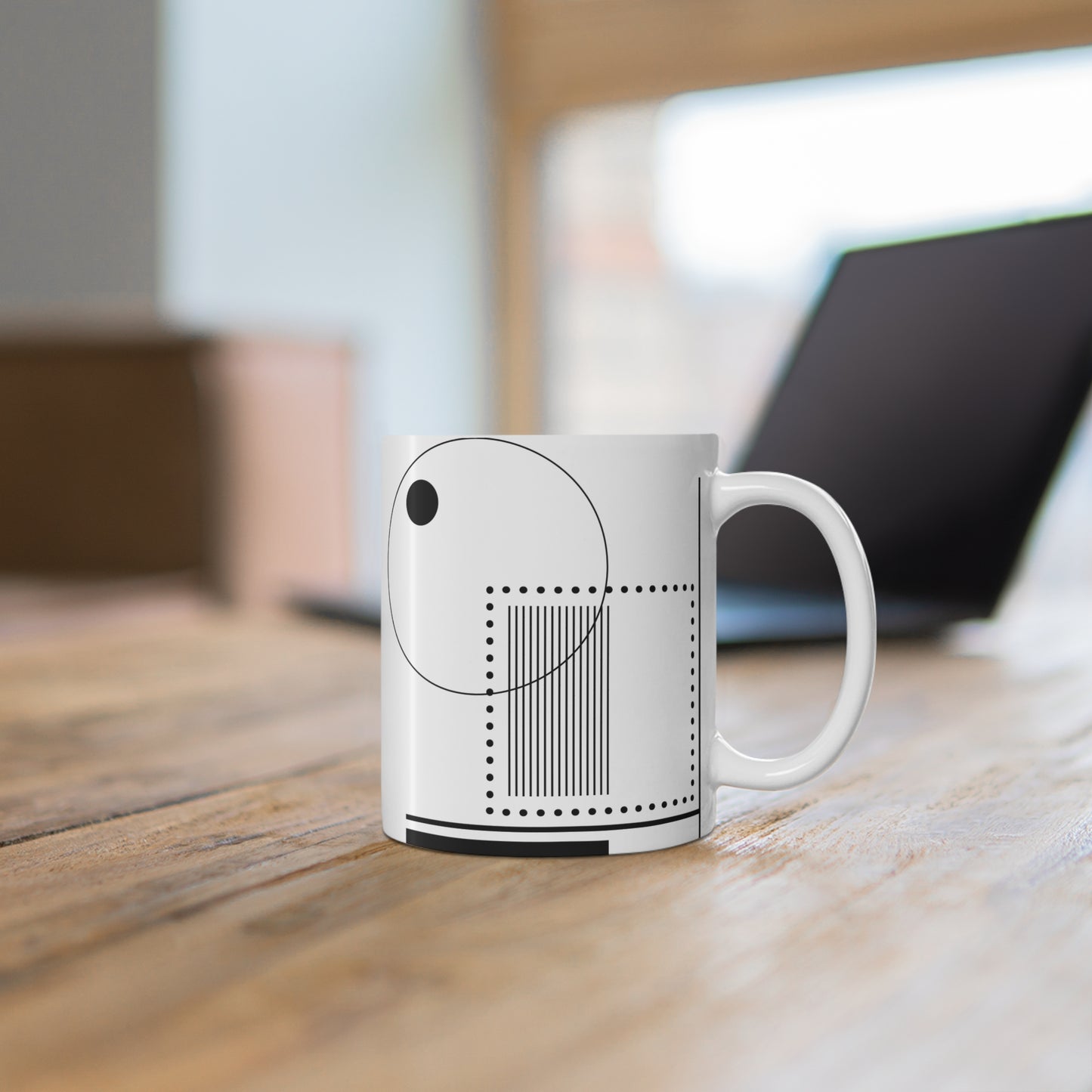 Yin-Modern Mug | 11oz Ceramic Coffee Mug | Black & White Geometric Minimalist Design