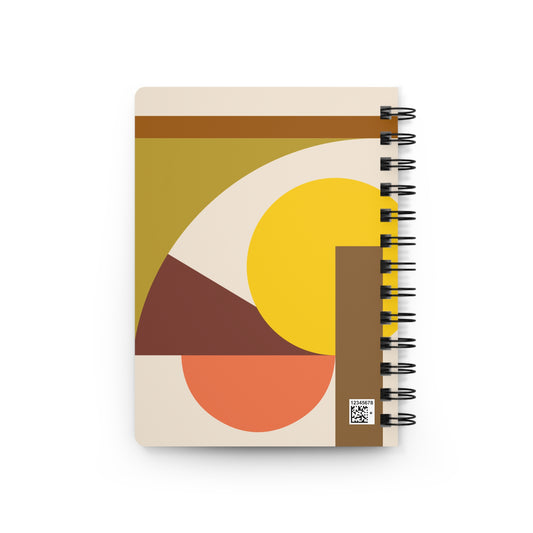 Artistic Geometric Abstract Spiral Notebook | Warm Tones Bauhaus Inspired Journal | Designer Stationery