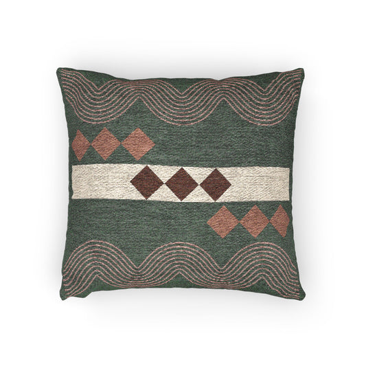 “Wavelength Spine” – Abstract Throw Pillow in Cream & Brown
