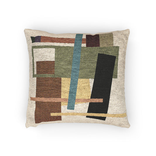 Chromatic Grid Throw Pillow – Abstract Geometry in Earth & Jewel Tones