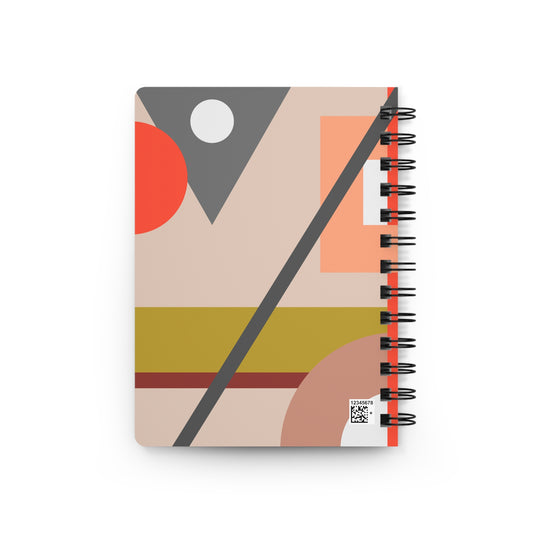 Peach & Olive Geometric Spiral Notebook
