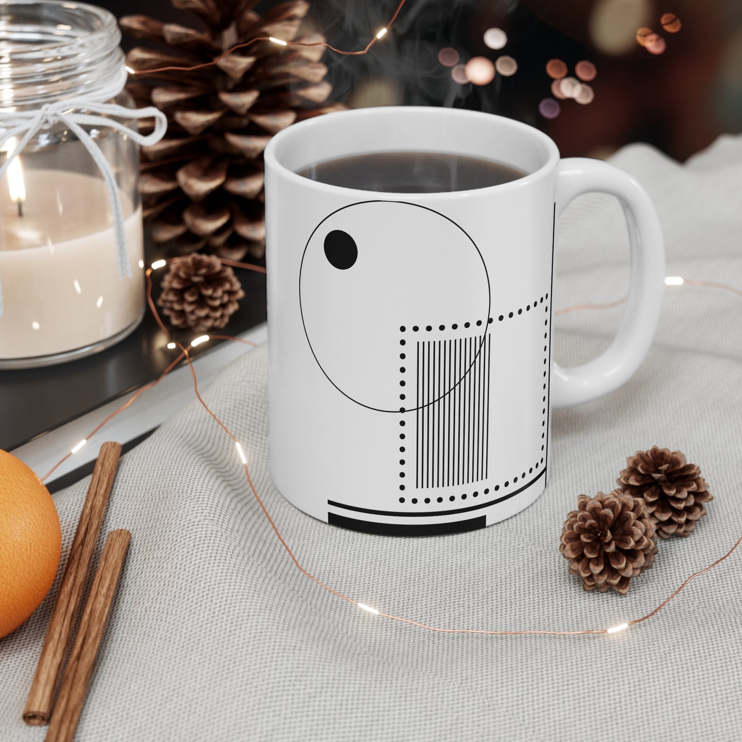 Yin-Modern Mug | 11oz Ceramic Coffee Mug | Black & White Geometric Minimalist Design