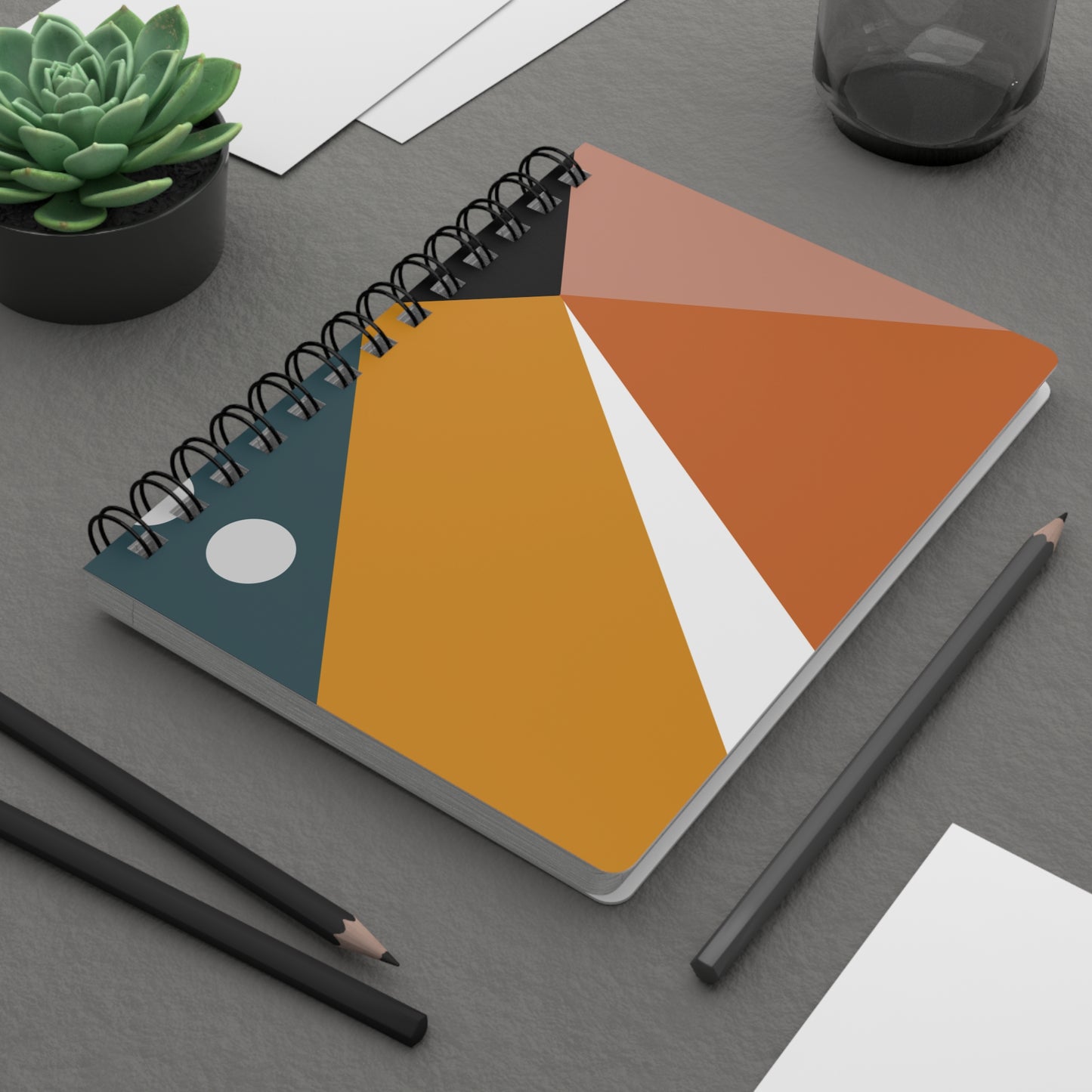 Modern Geometric Spiral Bound Journal | Stylish Notebook for Creative Writing, Sketching, Gift for Artists, Minimalist Stationery