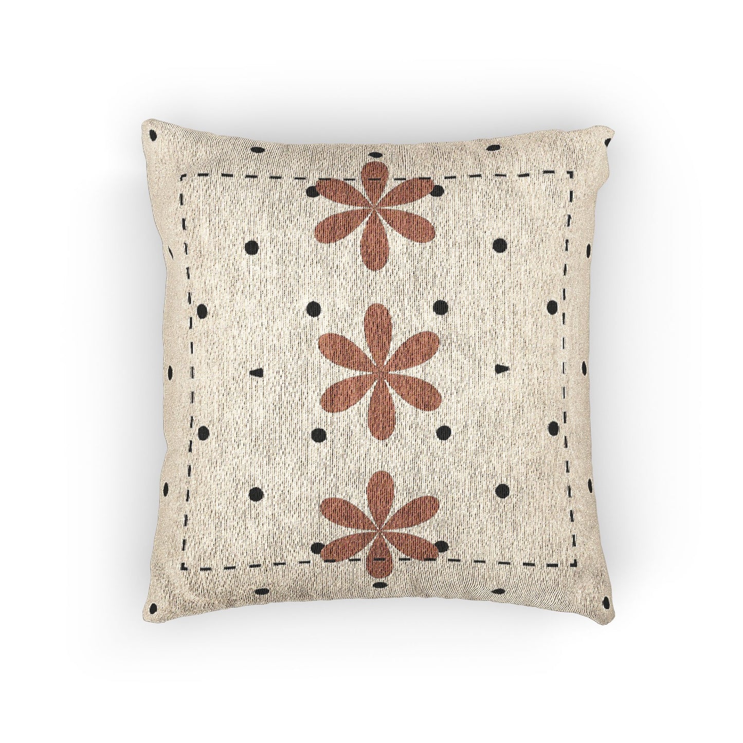 Floral Grid – Geometric Woven Throw Pillow