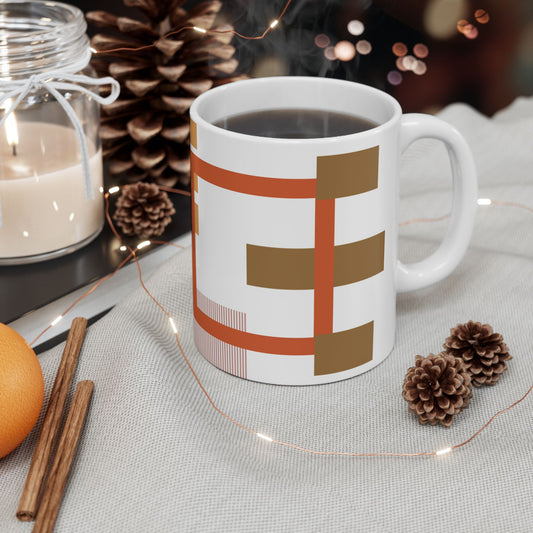 Orange Circles & Linework Coffee Mug | 11 oz Mug