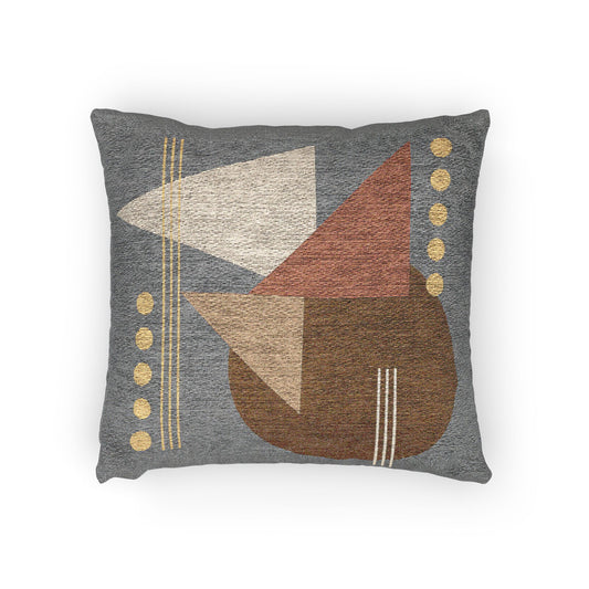 Signal Array Throw Pillow – Triangles, Circles & Lines in Earth & Citrus Tones