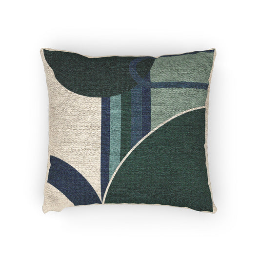 Arcs & Stripes Throw Pillow – Teal, Blue & Green Geometry in Motion