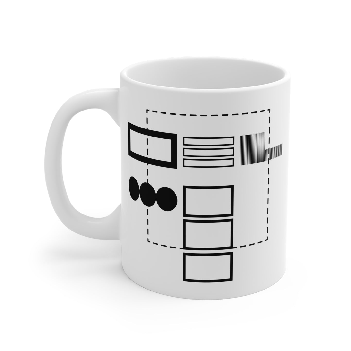 Three Lines Mug | 11oz Ceramic Coffee Mug | Modern Minimalist Black & White Design
