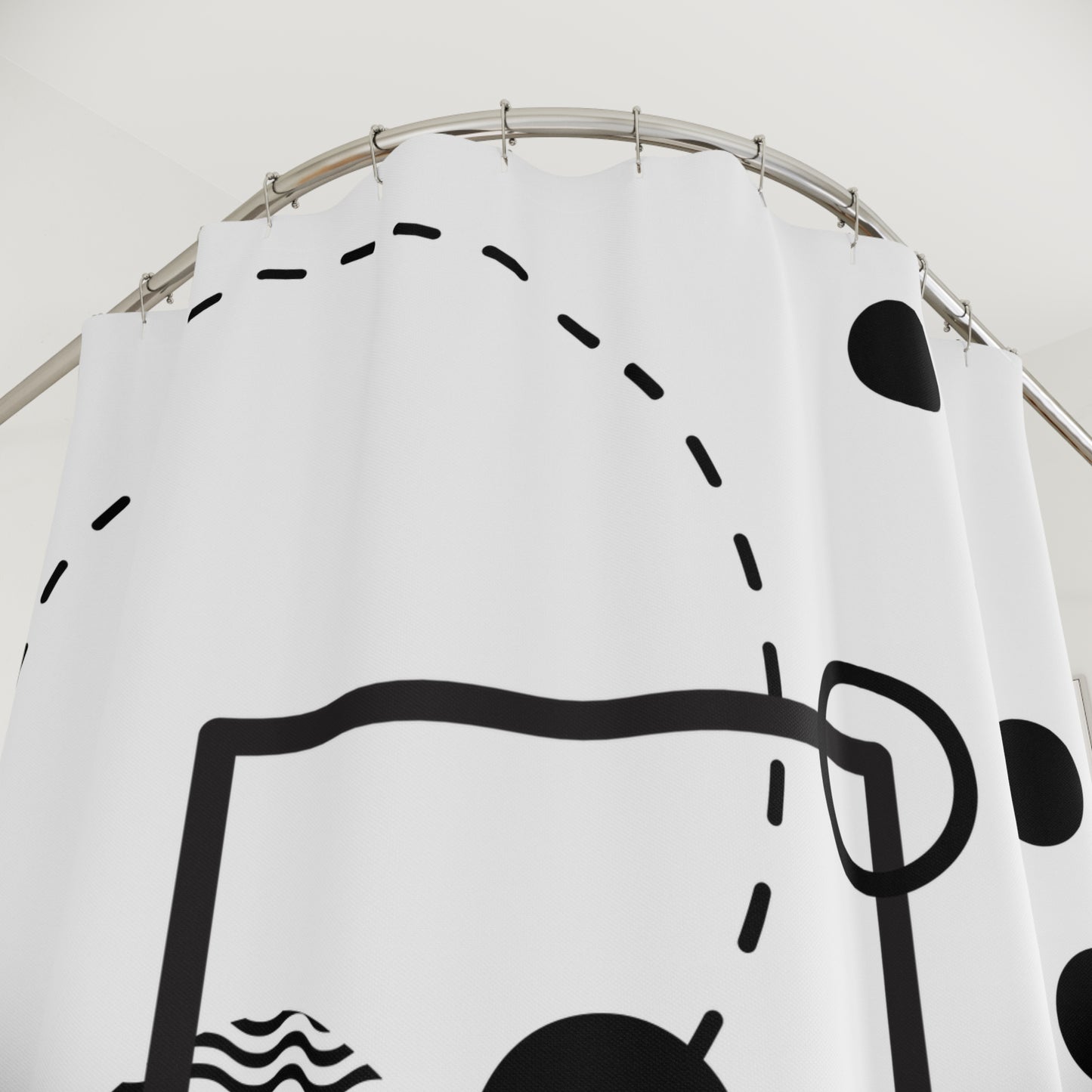 Minimalist Frame Shower Curtain – Geometric Line Design