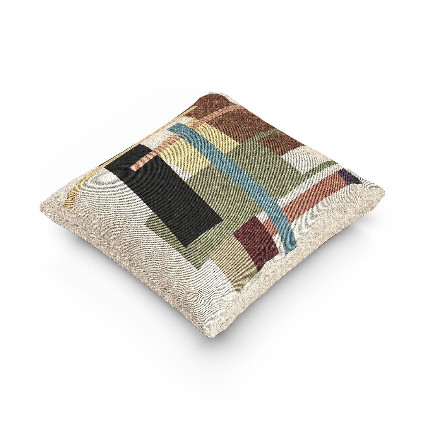 Chromatic Grid Throw Pillow – Abstract Geometry in Earth & Jewel Tones