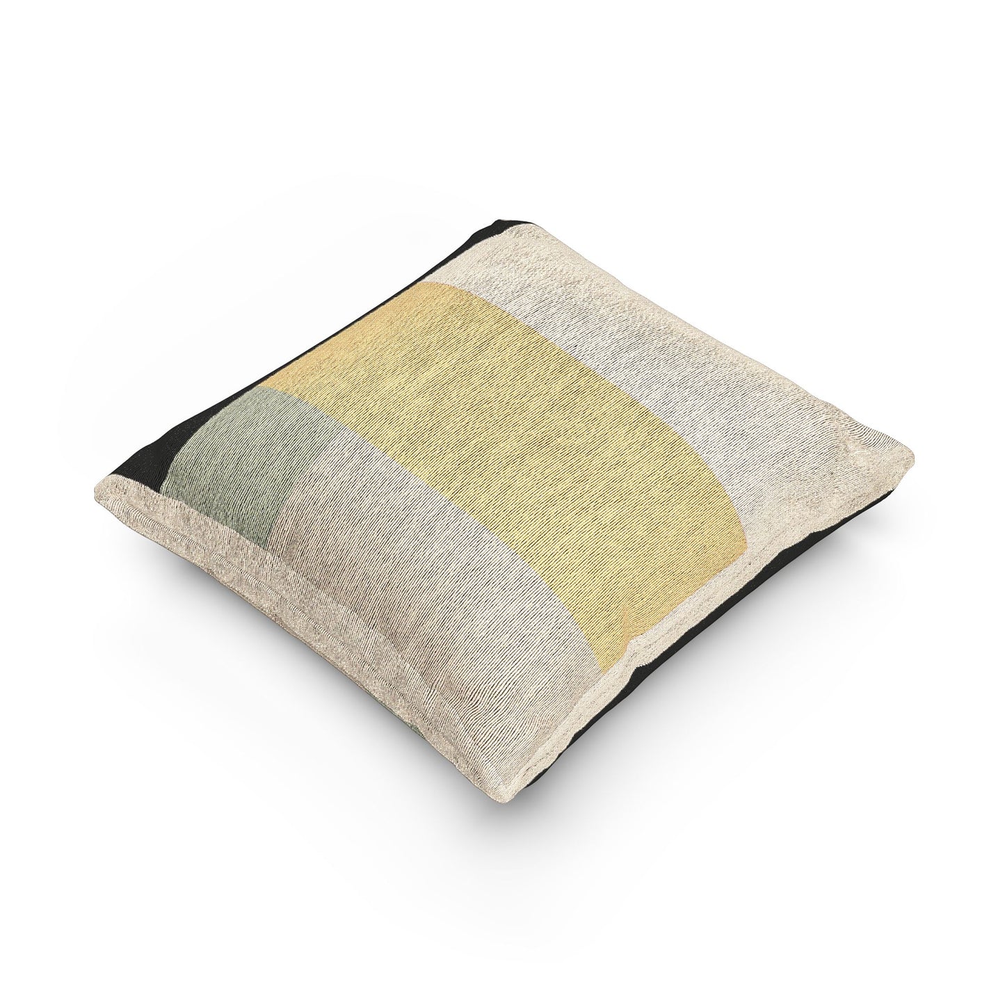 Color Block Harmony Throw Pillow – Black, Mustard & Earth Tones