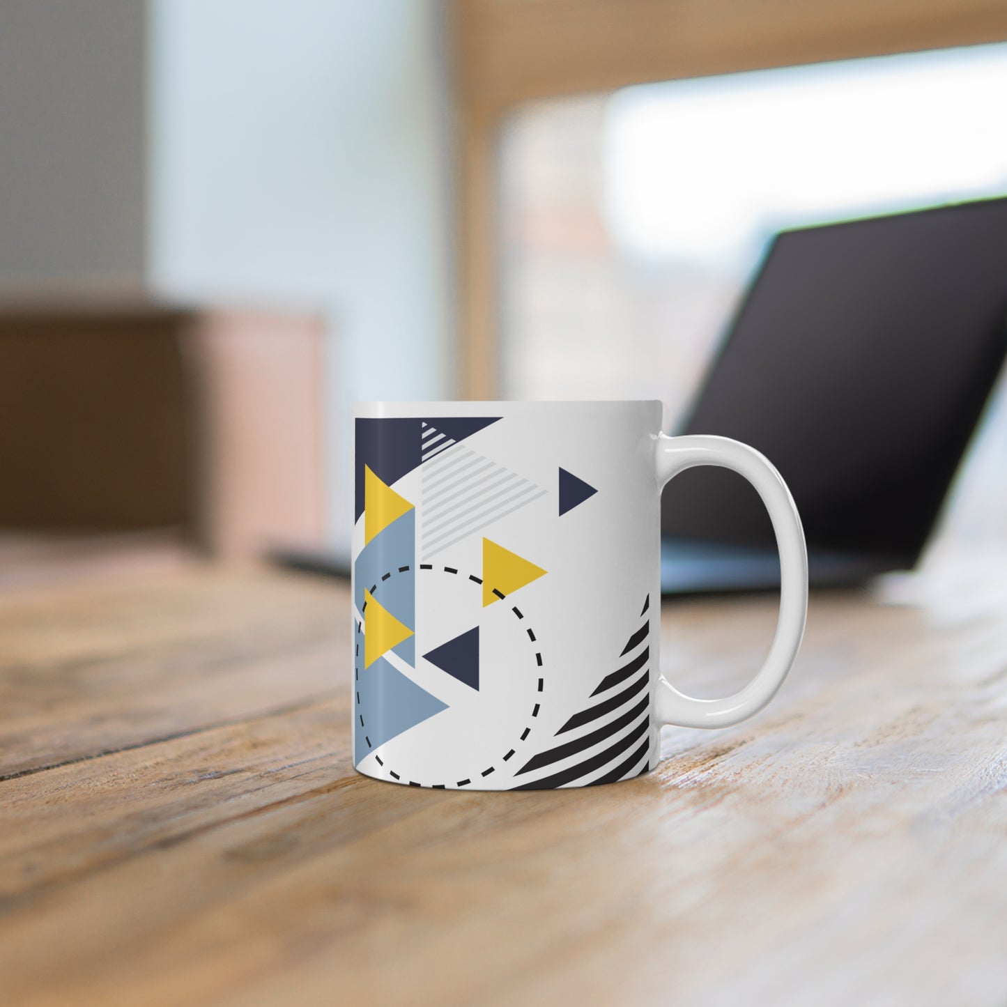 Geometric Pattern Mug - Modern 11oz Coffee Cup for Home & Office