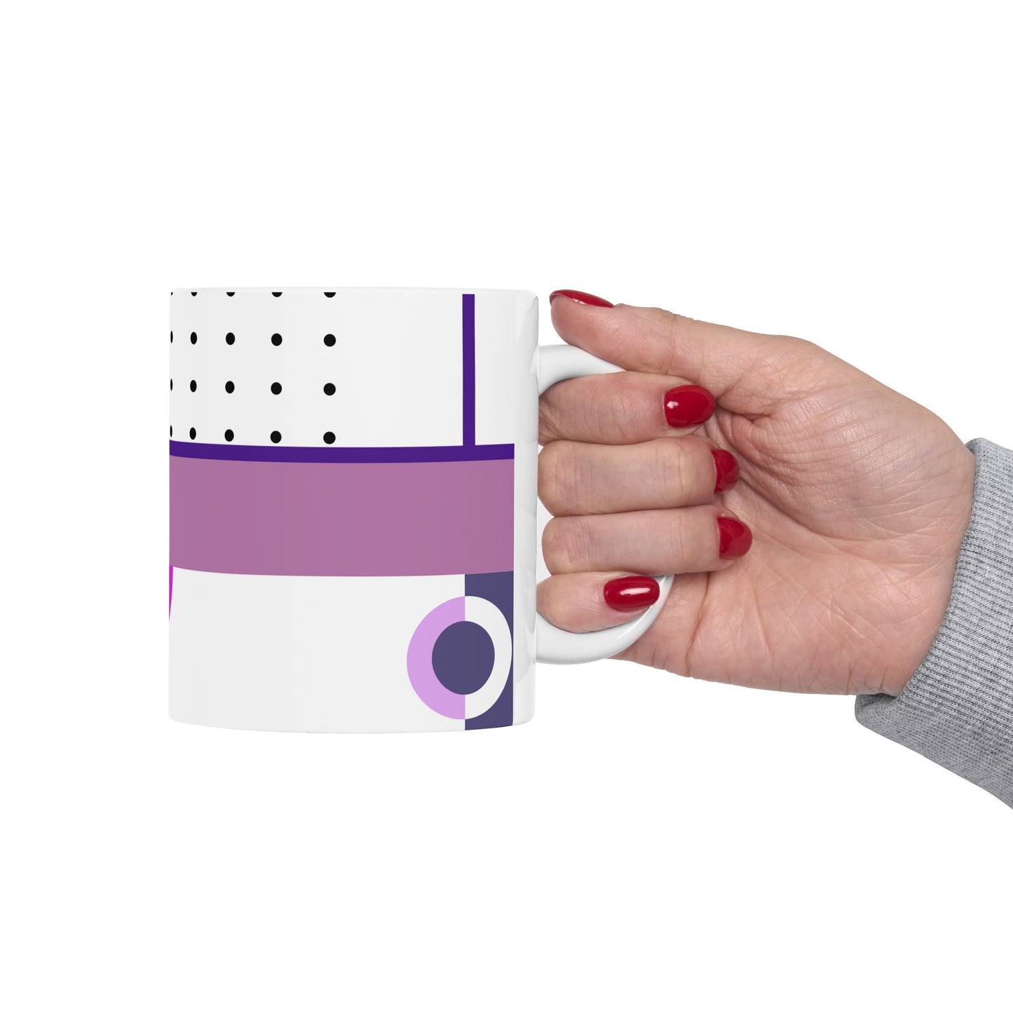 Lavender Geometry Mug – Polka Dots & Modern Blocks | Architect Gift | Mid-Century Kitchenware | 11 oz Mug