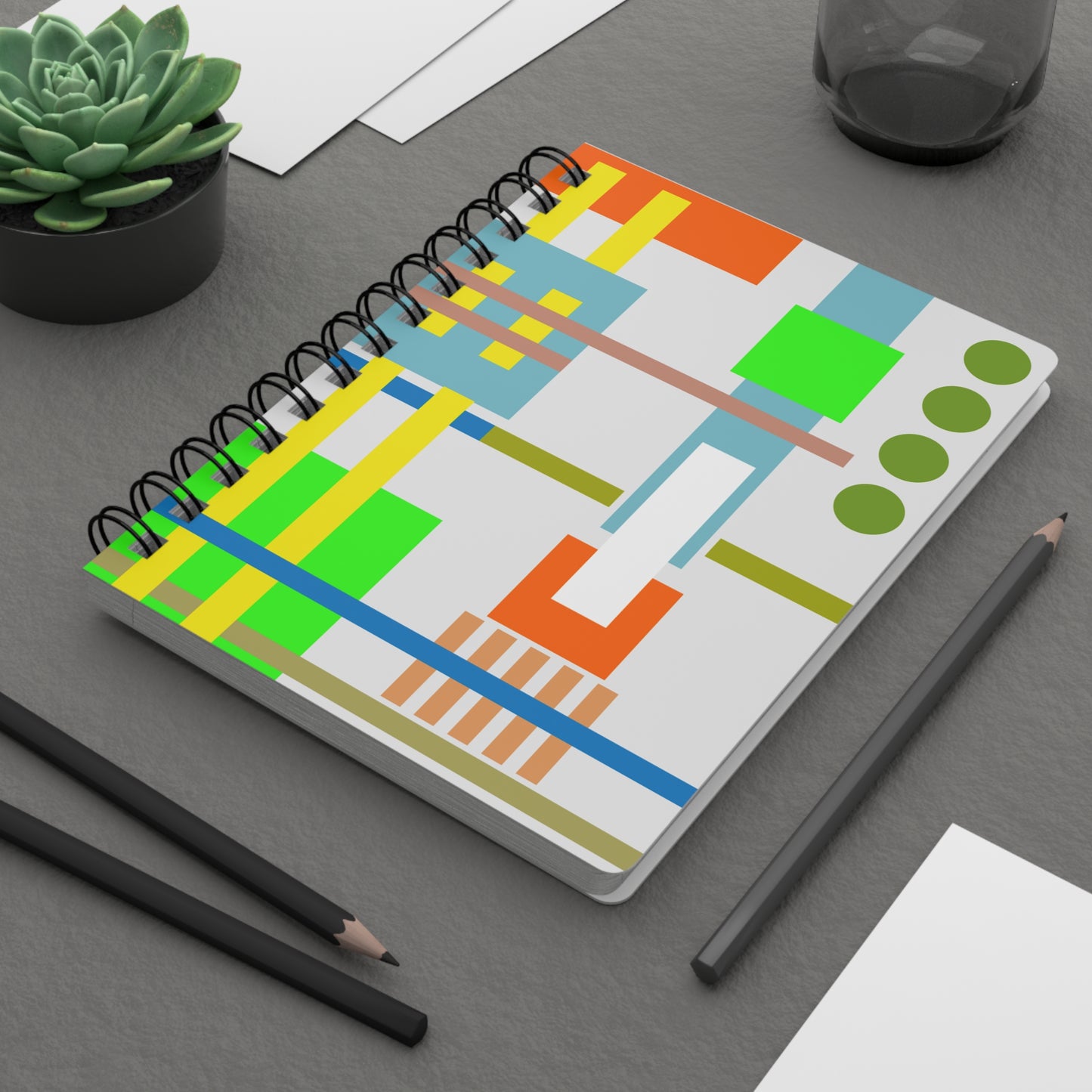 Cozy Geometric Abstract Spiral Notebook