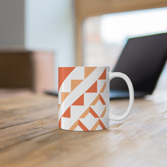 “Diagonal Rhythm” – Geometric Accent Mug in Warm Hues