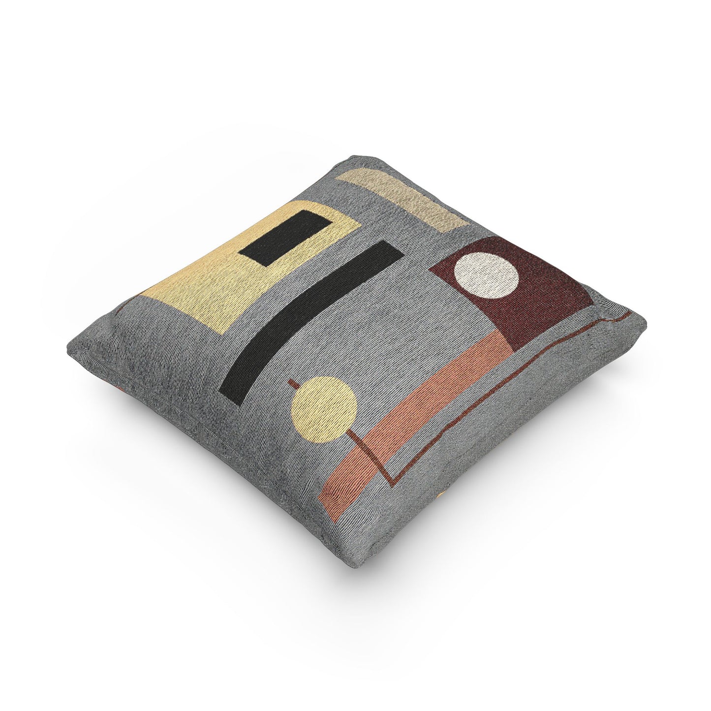 Intersectional Grid Throw Pillow – Mustard, Beige & Burnt Orange Geometry