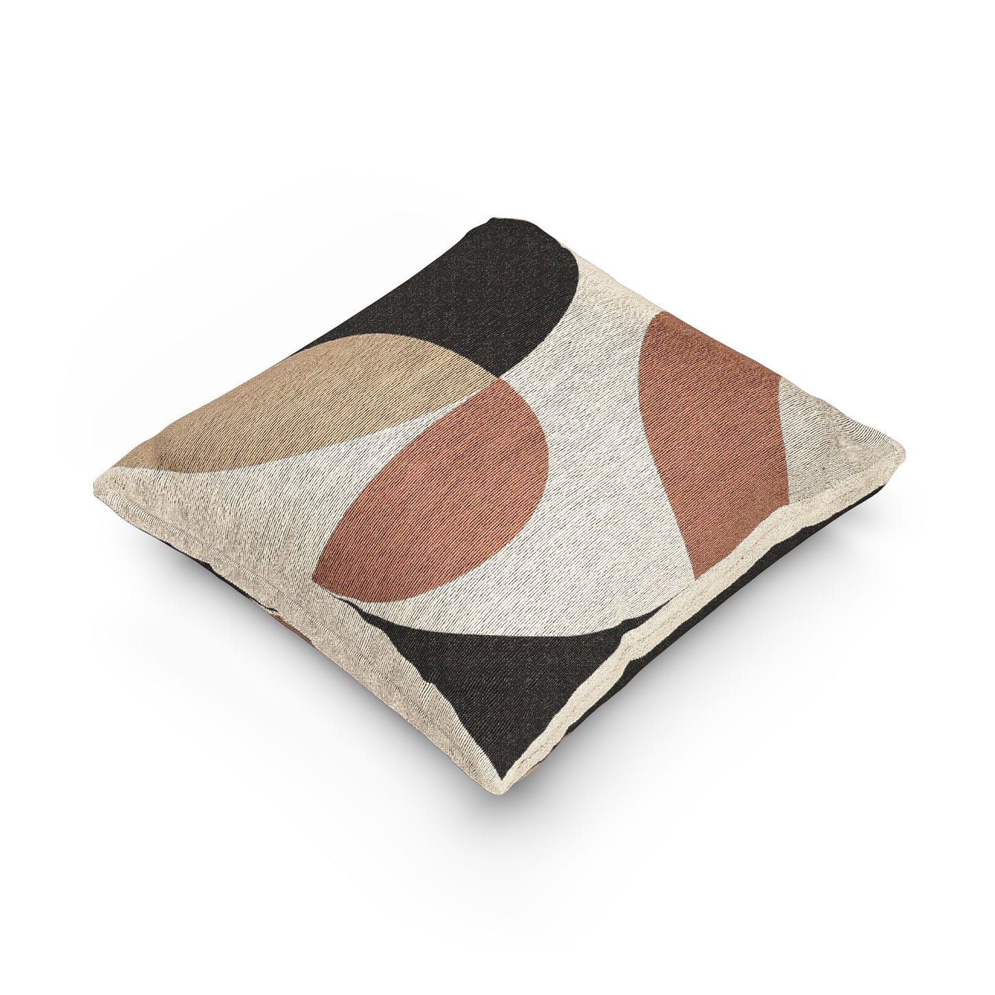 “Intersect Orbit” – Geometric Throw Pillow in Earth & Ink Tones