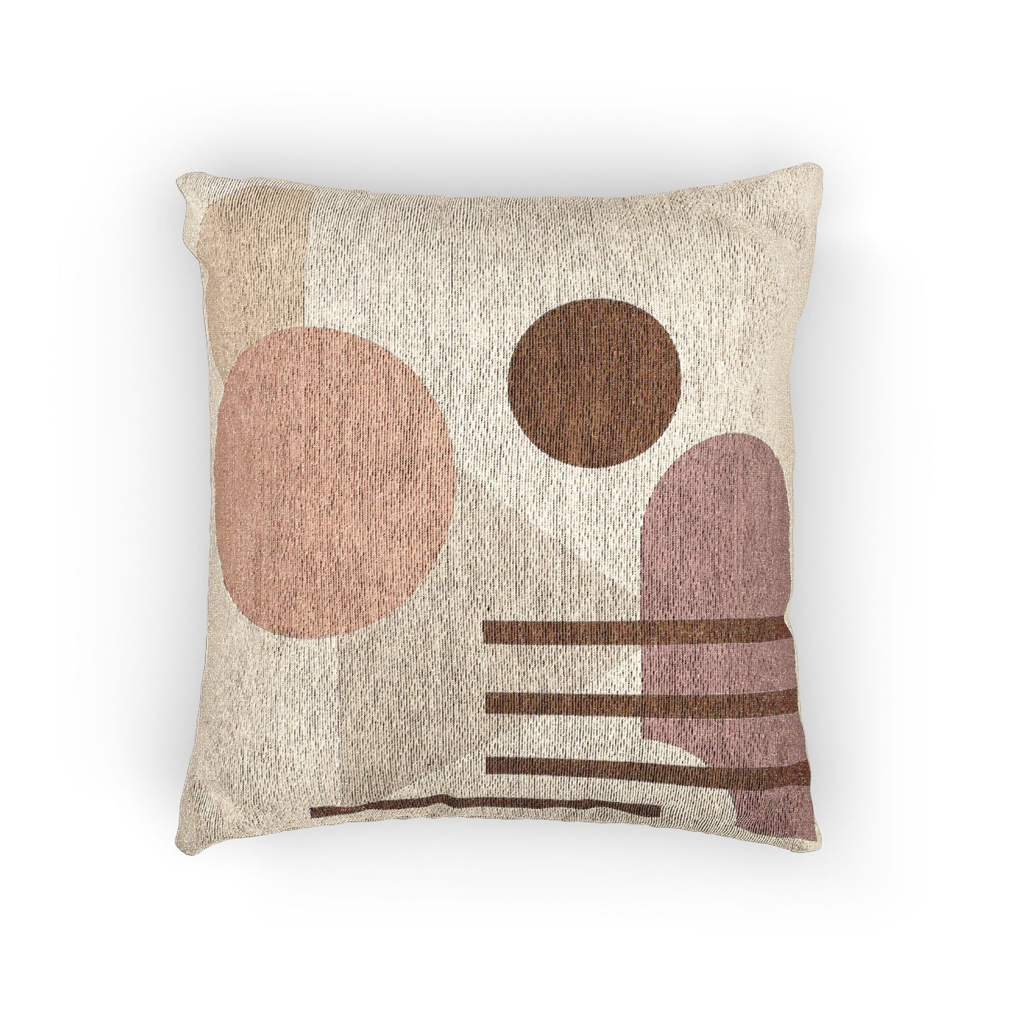 Earth-Toned Geometric Throw Pillow – Abstract Shapes in Brown & Beige