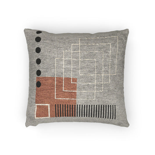 Golden Grid – Geometric Woven Throw Pillow