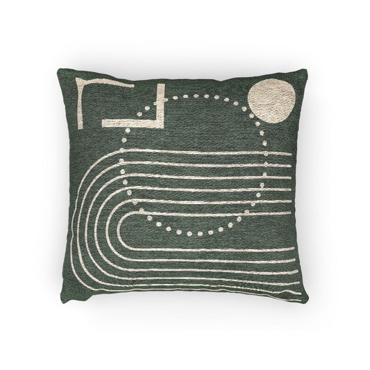 Monochrome Arc – Geometric Woven Throw Pillow