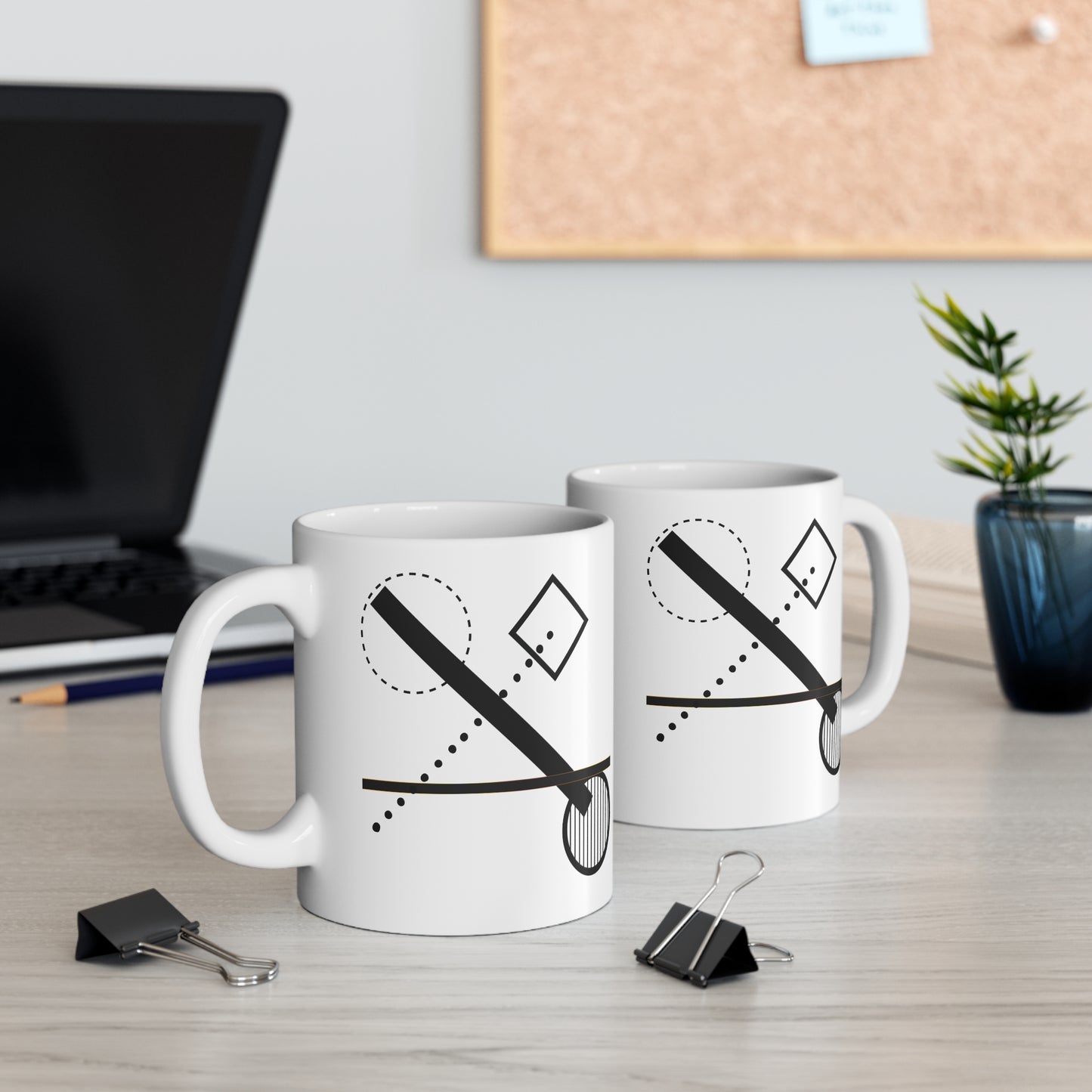 Modern Black & White Mug | 11oz Ceramic Mug | Minimal Abstract Geometric Design