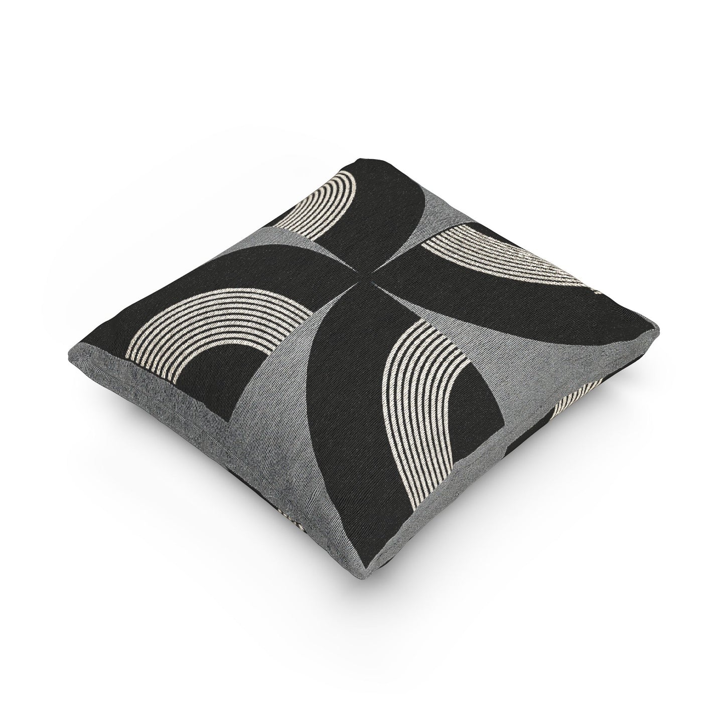 Concentric Rhythm Throw Pillow – Black & White Geometric Symmetry