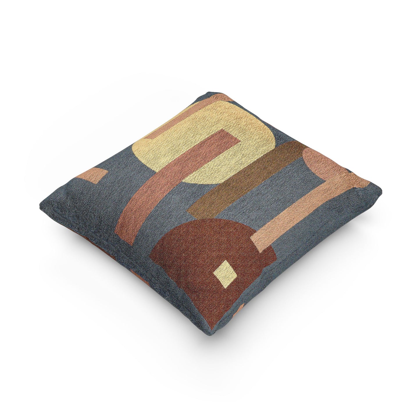 Orbital Composition Throw Pillow – Circles & Bars in Earth & Citrus Tones