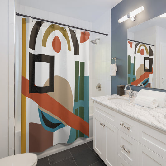Dynamic Geometry Shower Curtain – Bold Multicolor Abstract
