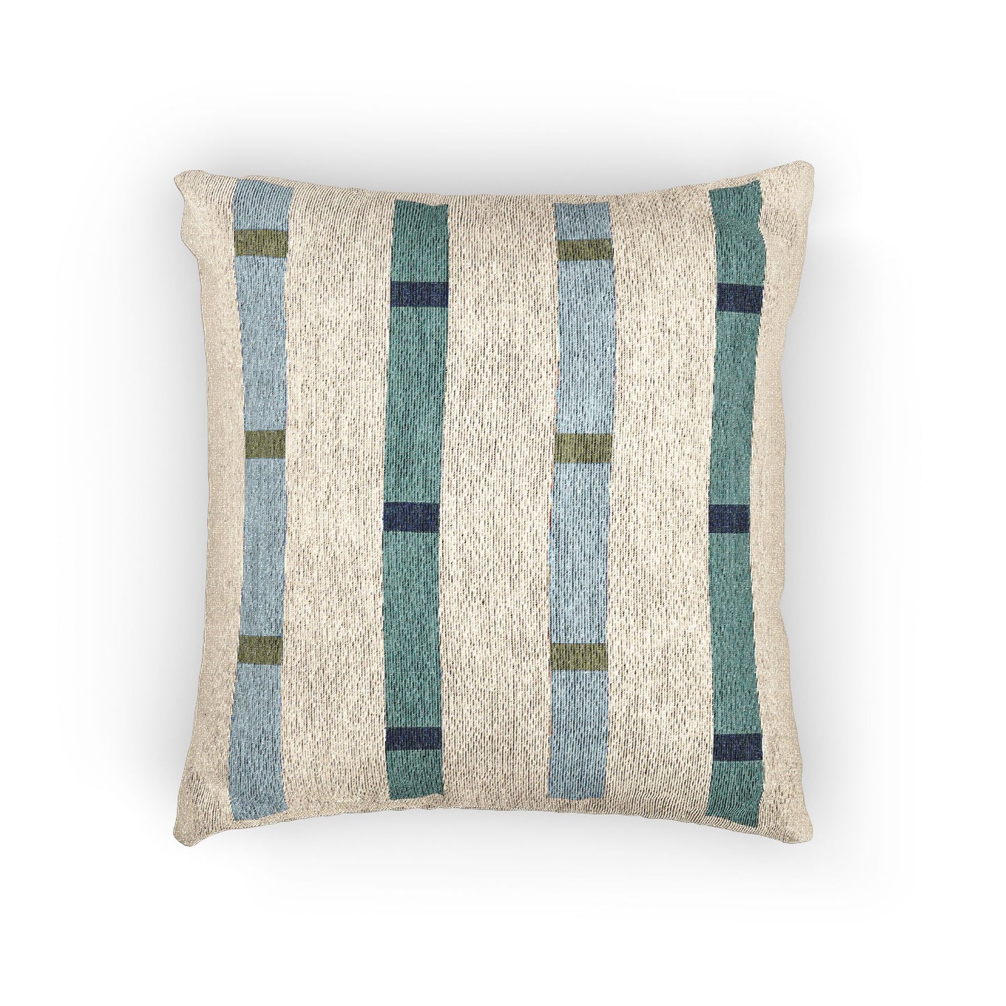 Column Study Throw Pillow – Teal, Blue & Olive Geometry