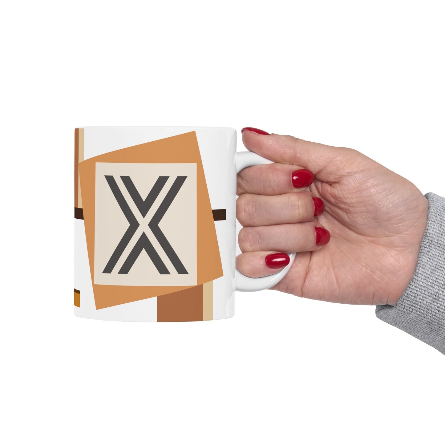 "X" Component: Bauhaus Edition – Structural Monogram Ceramic Mug | 11 oz Mug