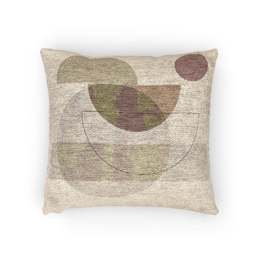 Minimalist Geometry Throw Pillow – Watercolor Texture & Muted Earth Tones