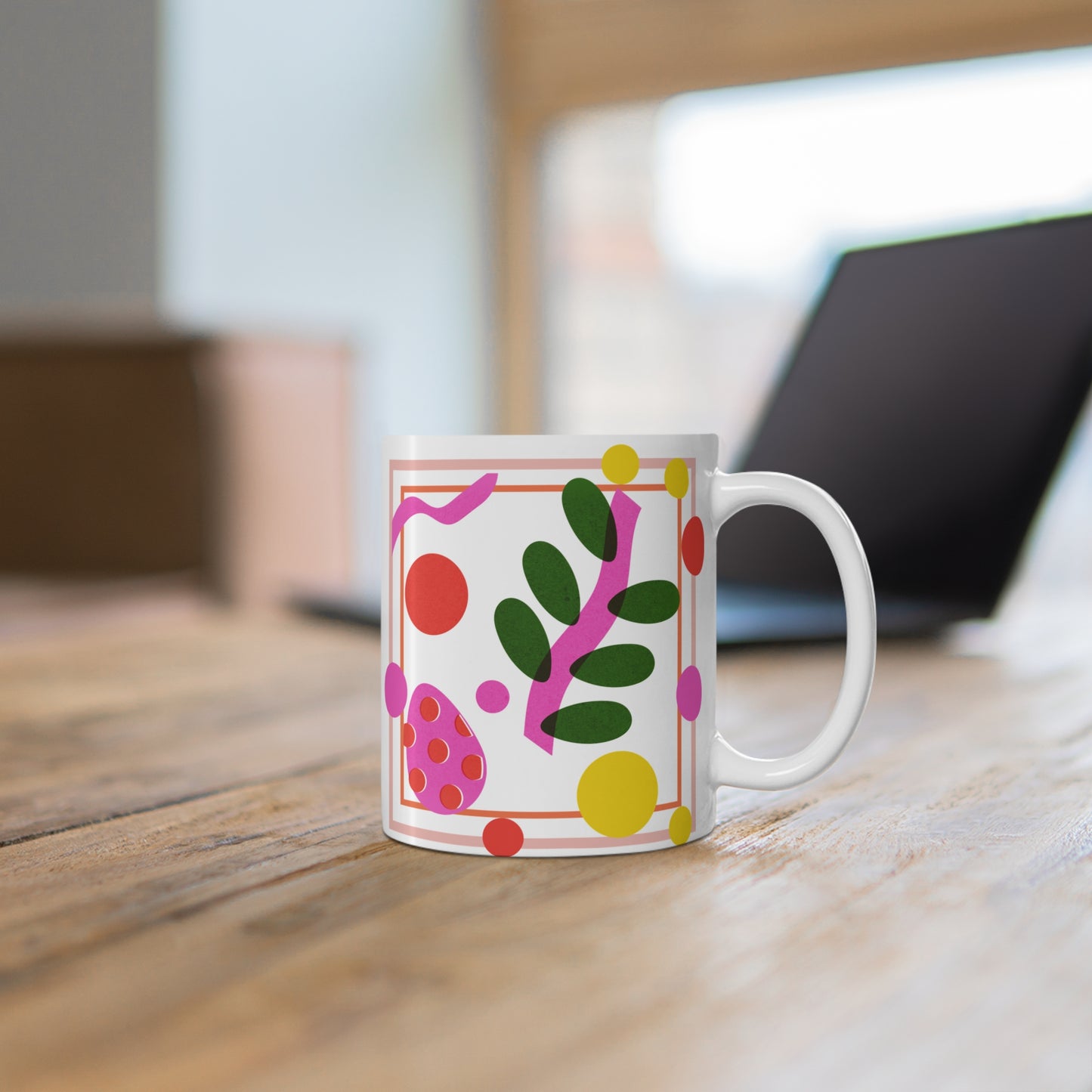 Whimsy Meets Nature – Abstract Botanical Ceramic Mug