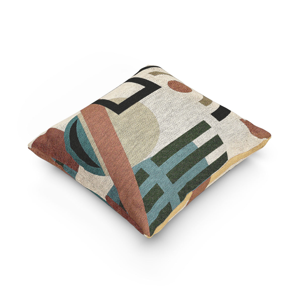 Symmetry Flow Cushion – Beige, Blue & Earth Tones