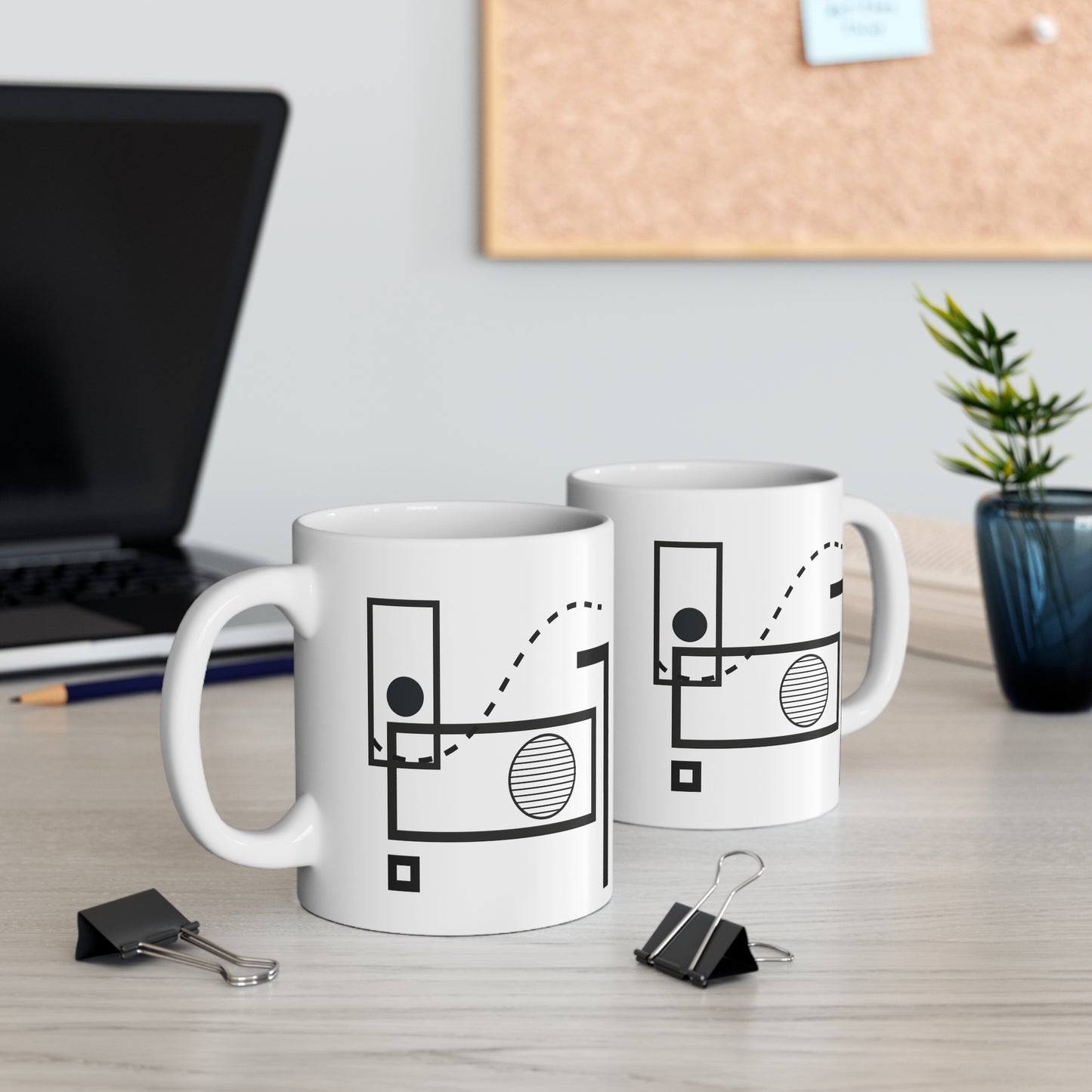 Structured Contrast Mug | 11oz Ceramic Coffee Mug | Modern Geometric Abstract Design