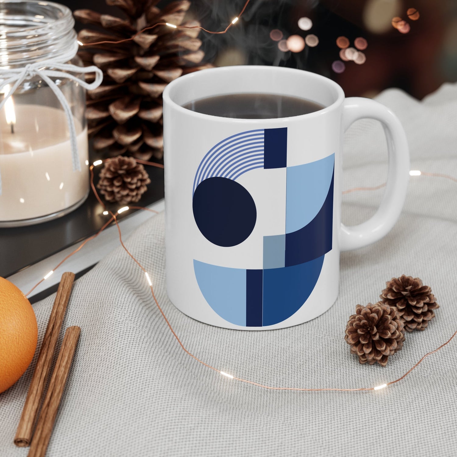 11 oz Modern Geometry White Mugs