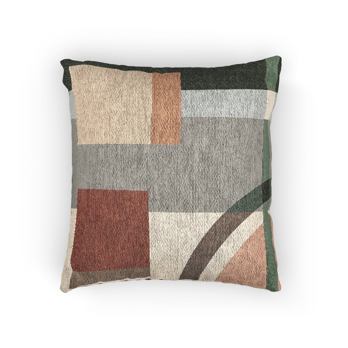 “Contours in Calm” Abstract Geometric Pillow – Earthy Green & Neutral Tones