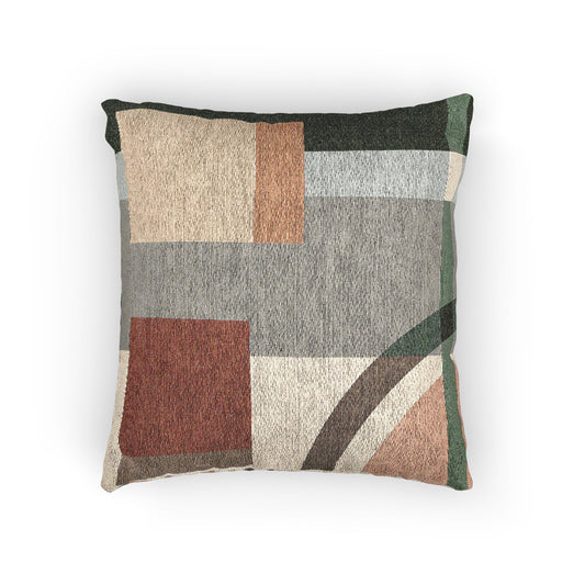 “Contours in Calm” Abstract Geometric Pillow – Earthy Green & Neutral Tones