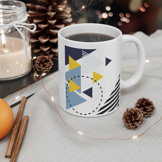 Colorful Geometric Triangle Mug | 11oz Ceramic Mug | Abstract Architect-Designed Pattern